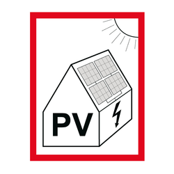 Hinweisschild über das Vorhandensein einer Photovoltaikanlage